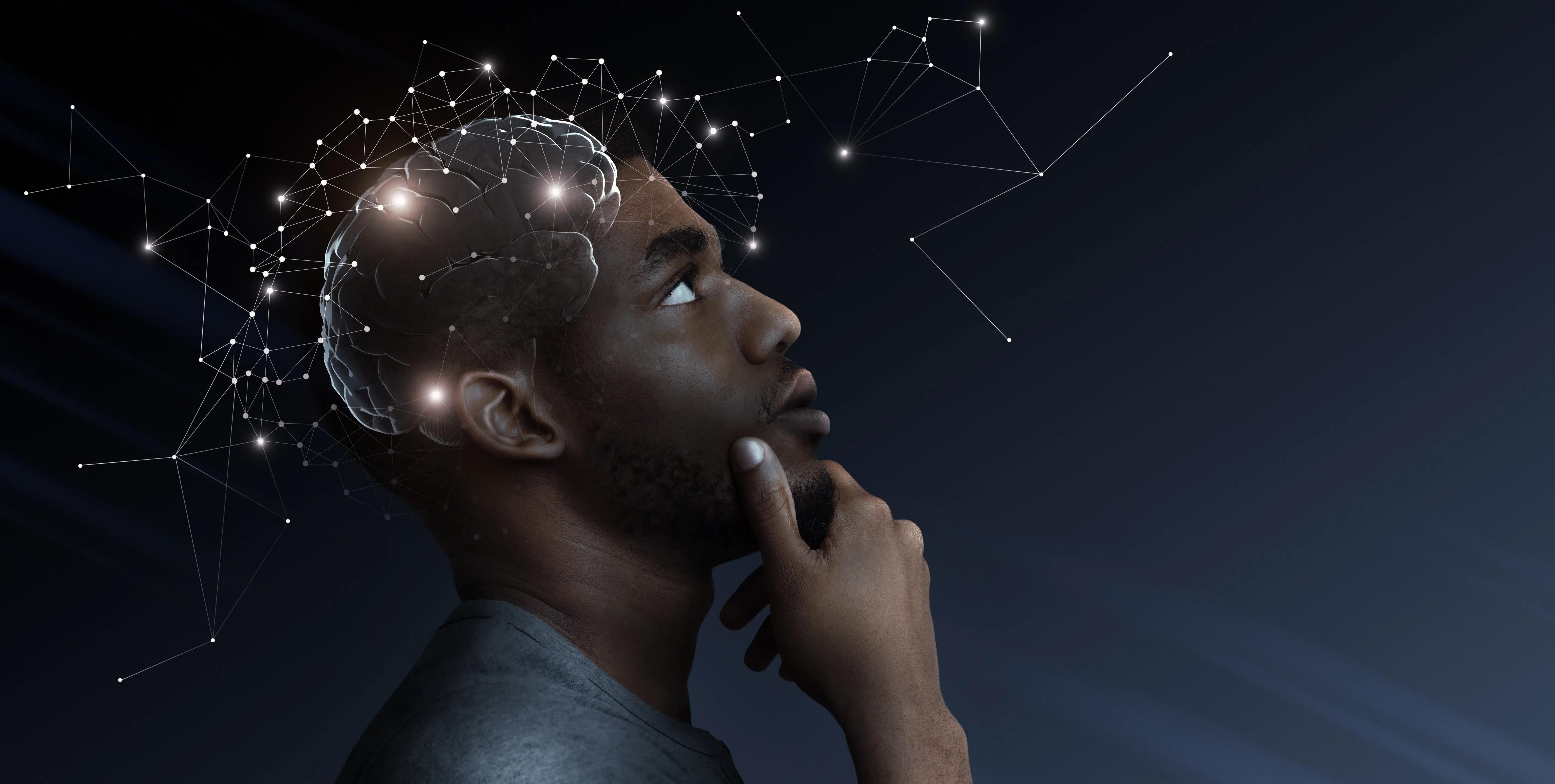Man thinking with lines around his head