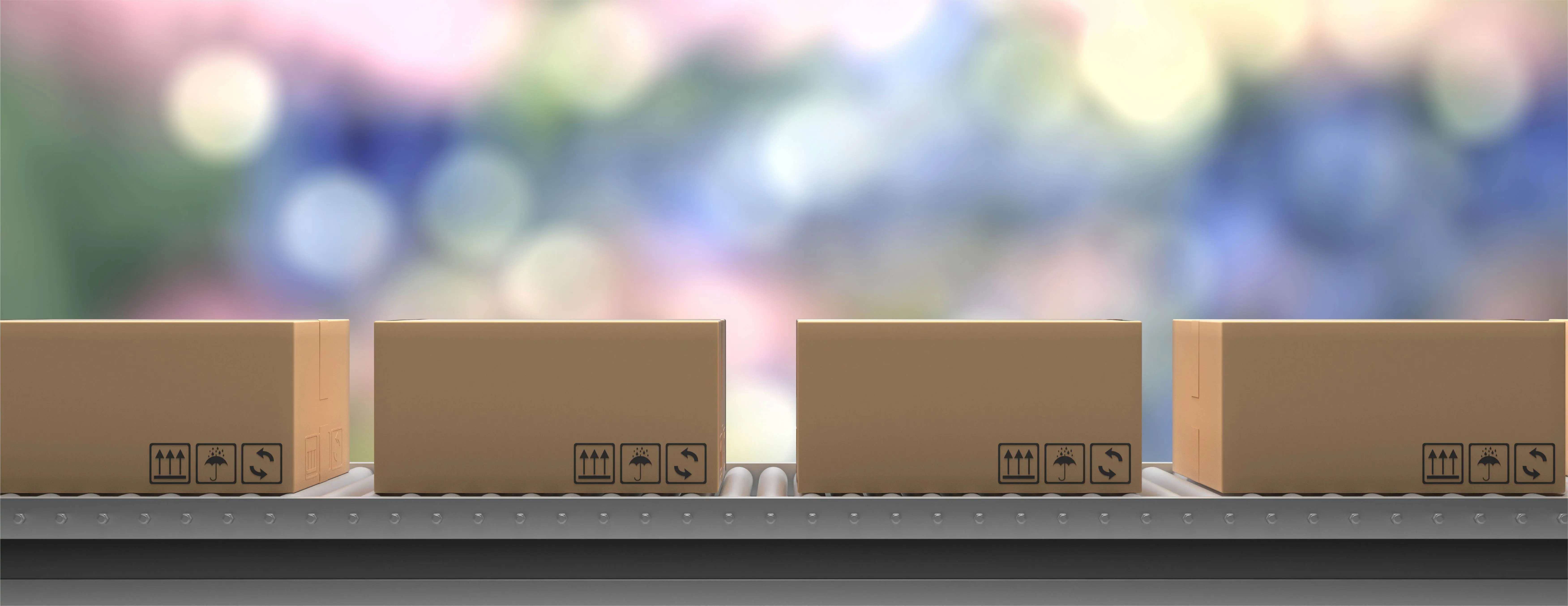 boxes on a conveyor