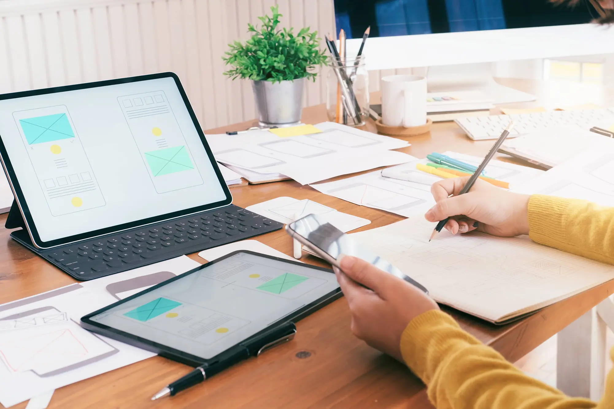 A designer designing a user interface