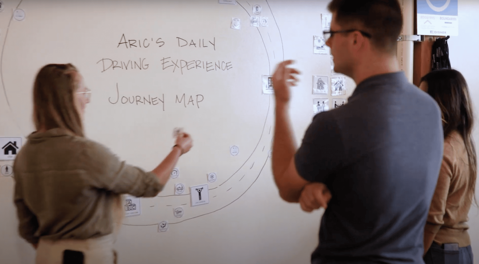 Designers working on an experience map