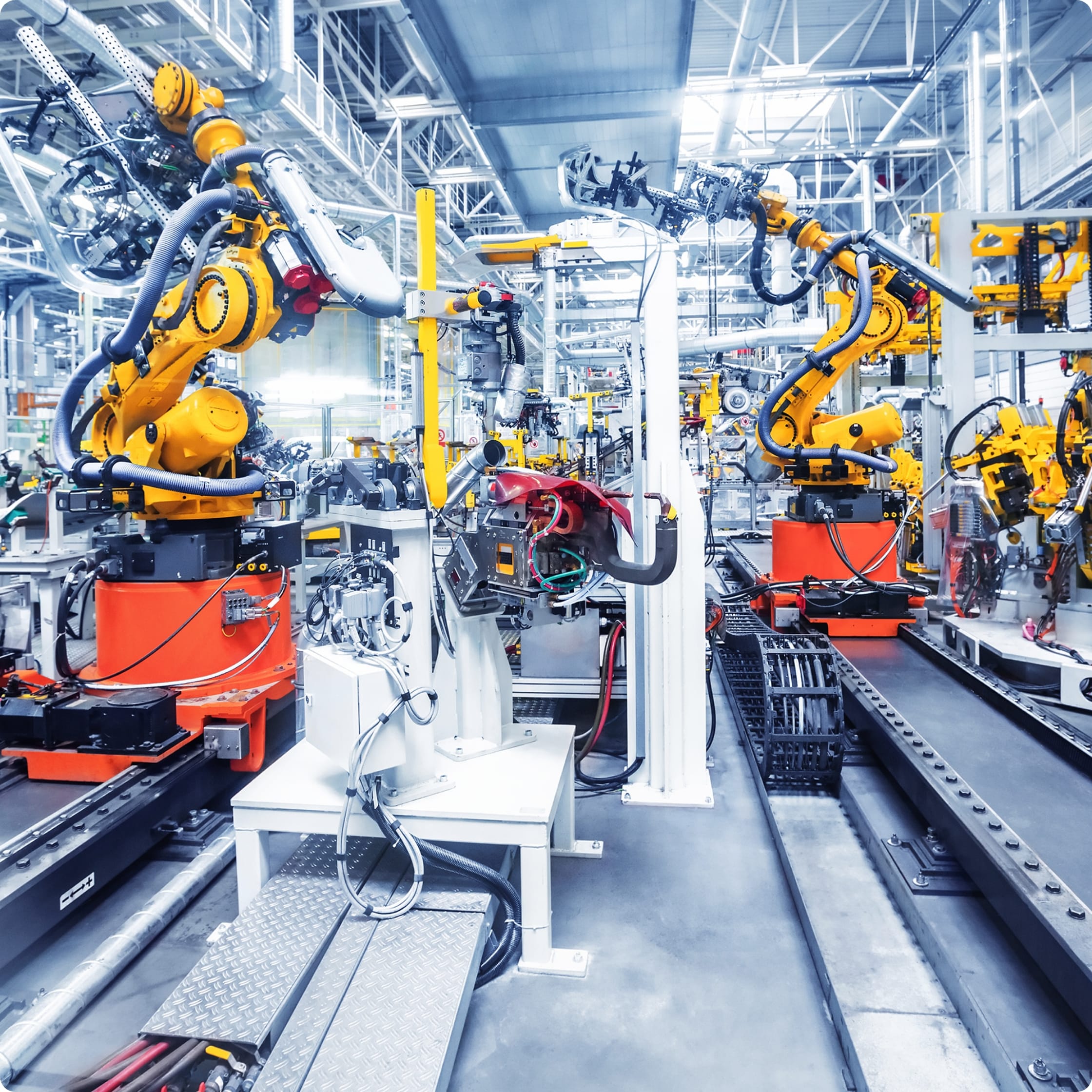 Automated robots in a manufacturing plant