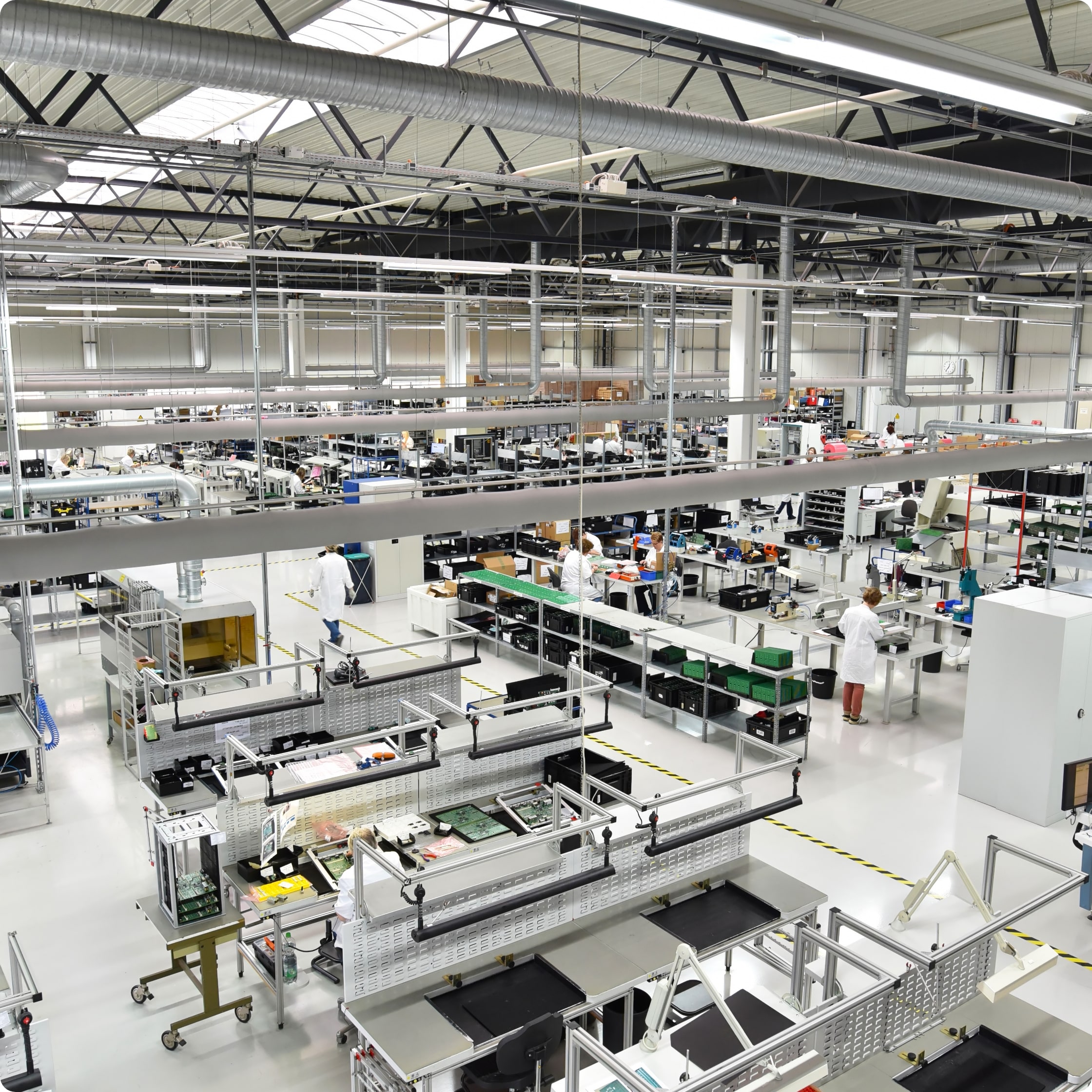 overhead view of a manufacturing plant
