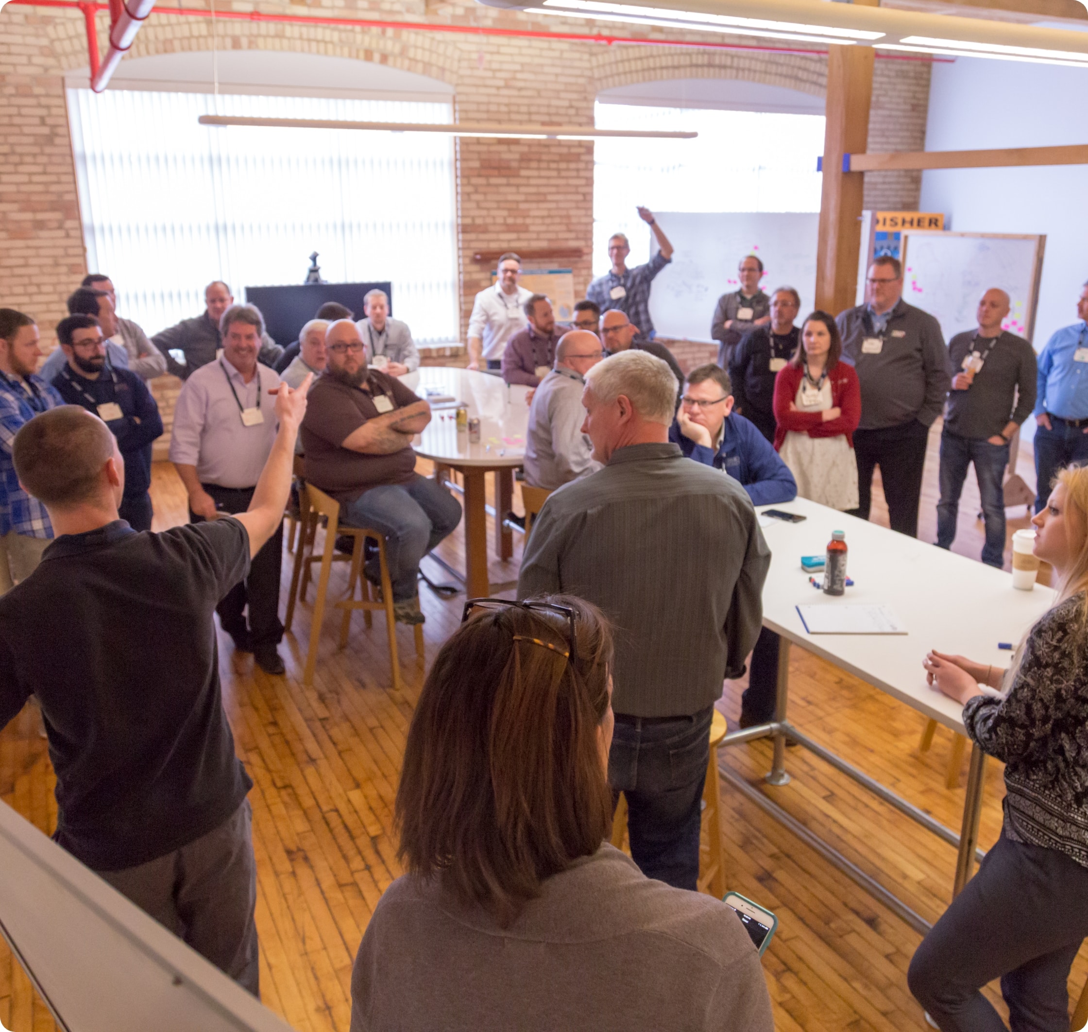 A group of people at an innovation workshop