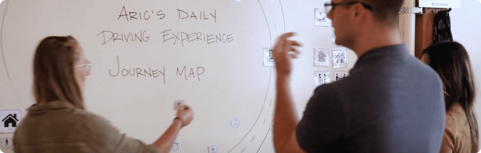 Two Product Development Engineers looking at a Journey Map