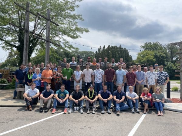 A group picture of DISHER employees at an Ice Cream Shop