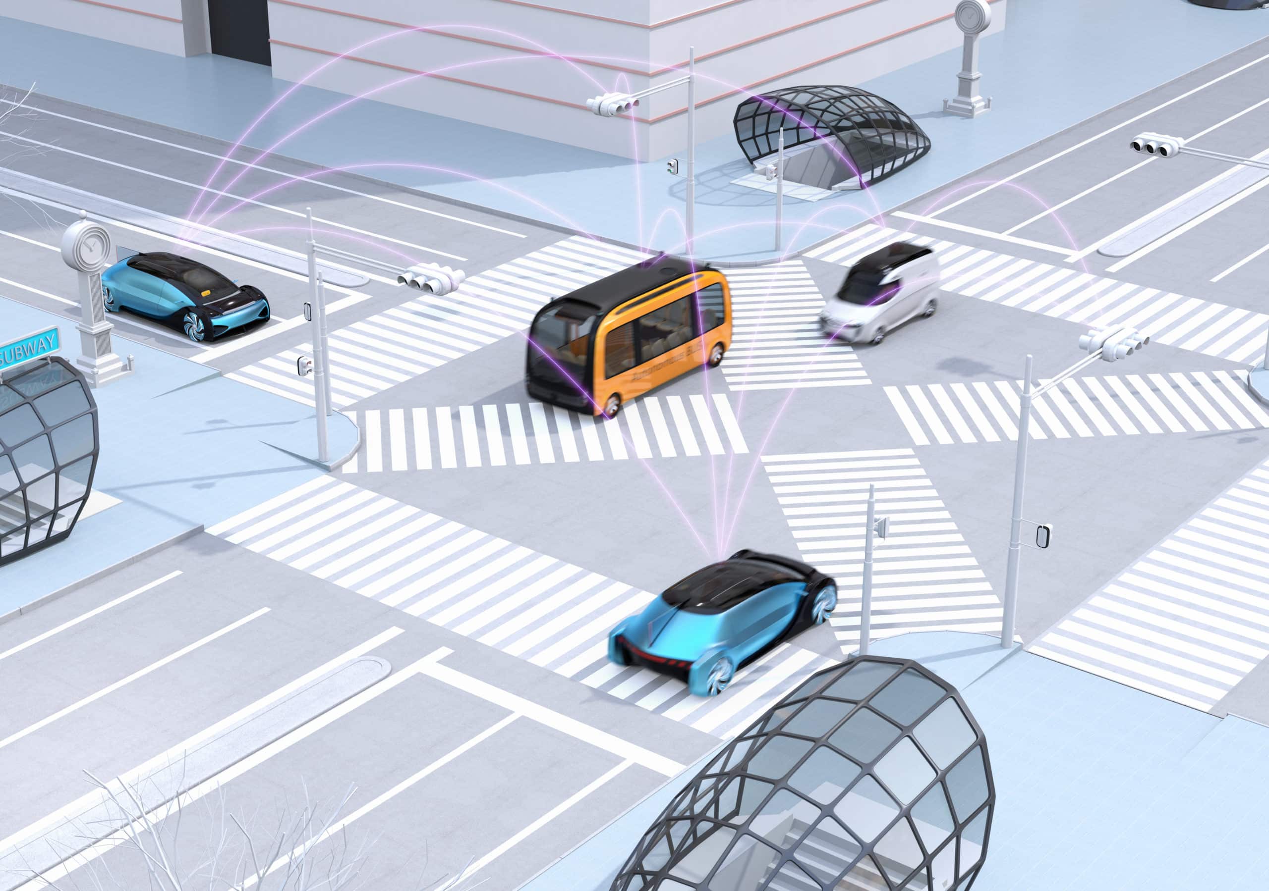 Graphic of traffic moving through city