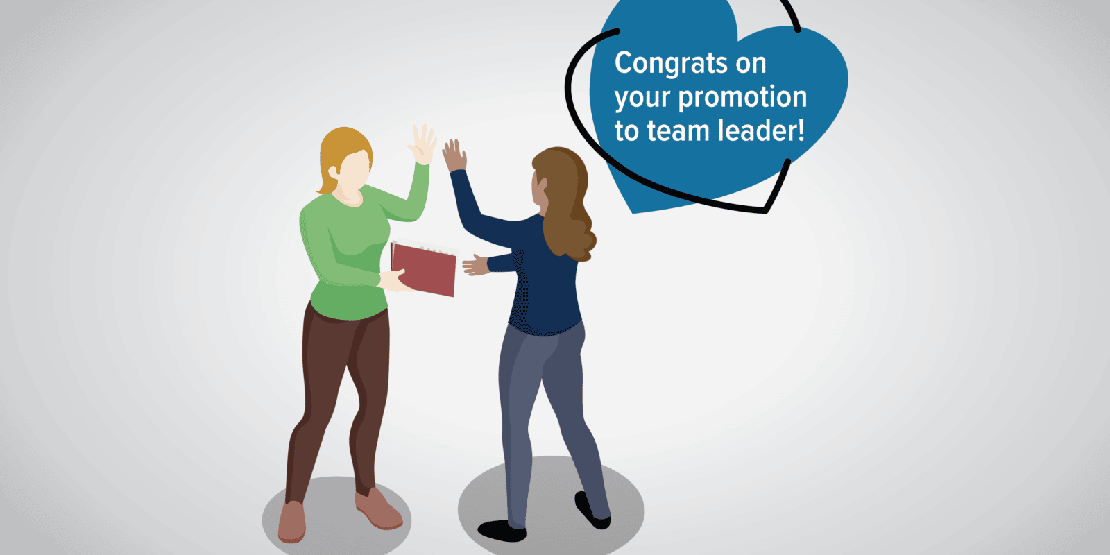 Illustration of two women high-fiving and congratulating a promotion.
