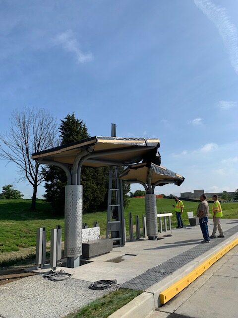 Engineers building the transit station