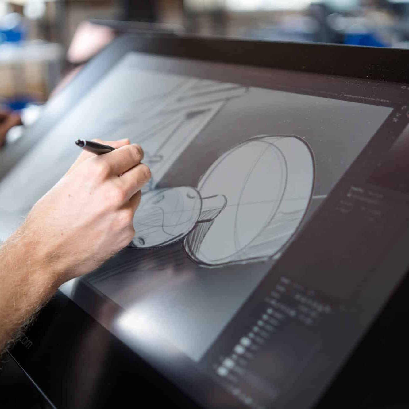 Industrial Designer doing a digital sketch