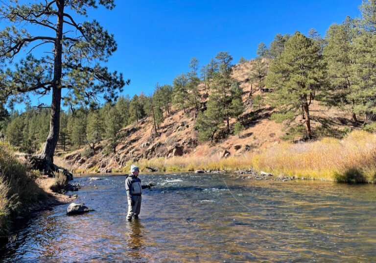 Fly fisherman standing in a river