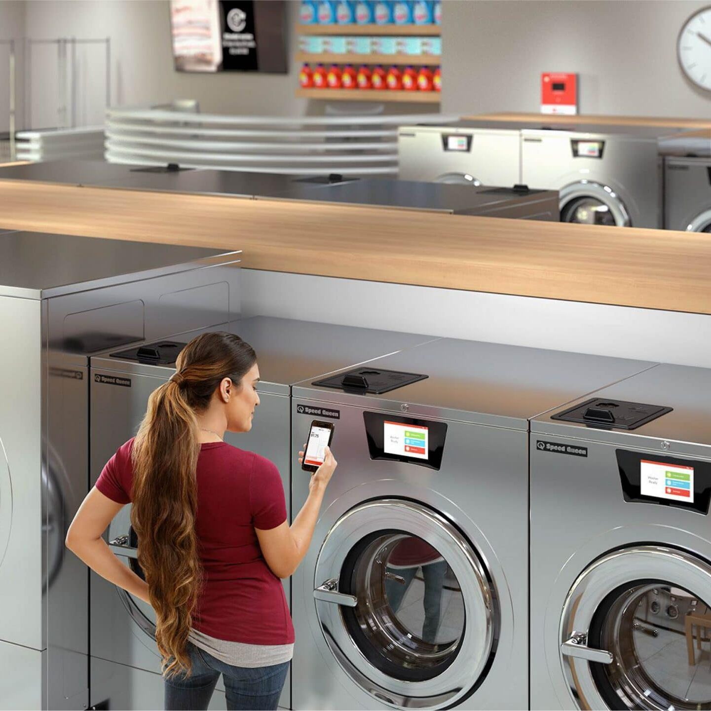 Woman in laundry mat